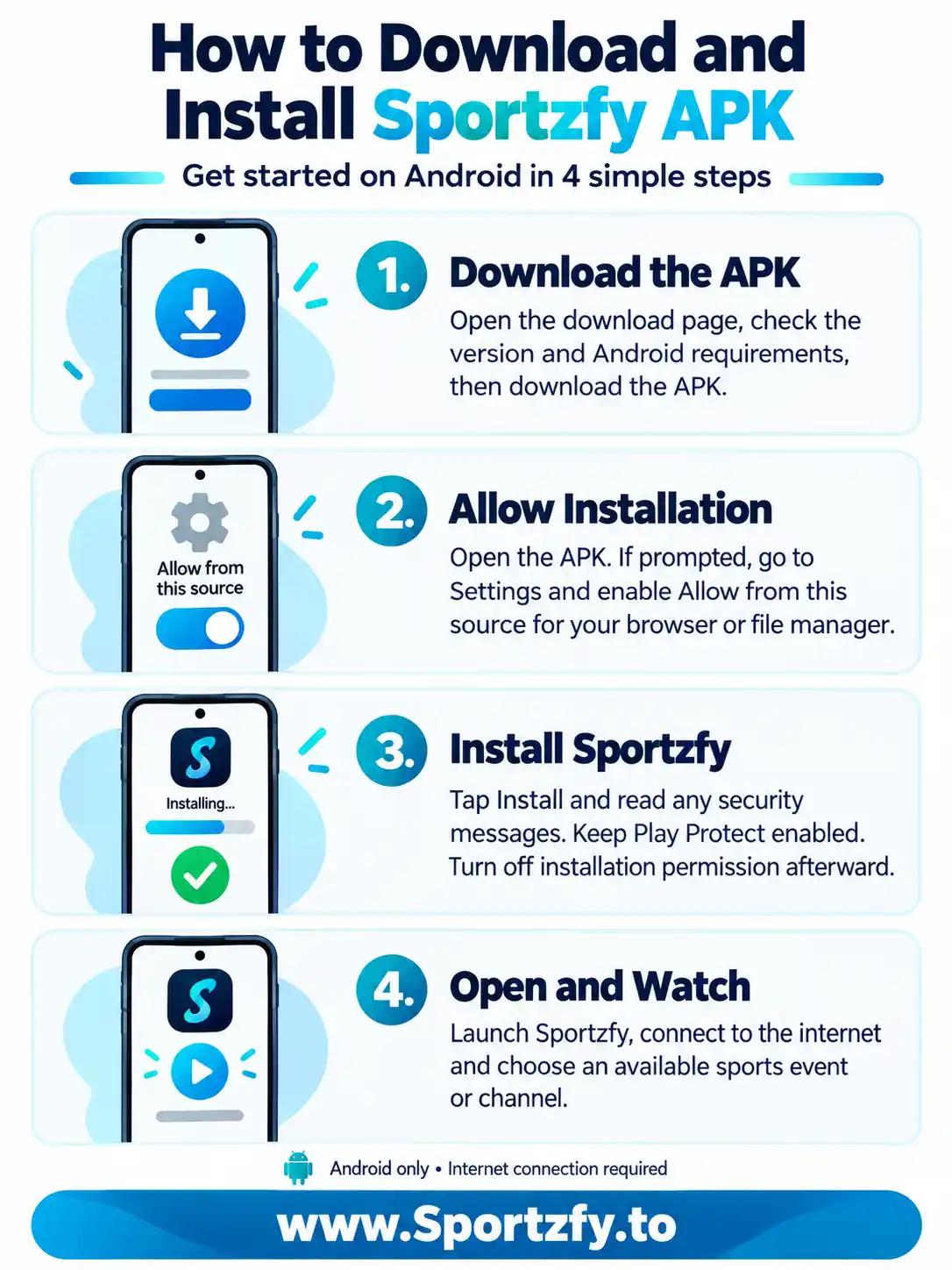 Sportzfy APK installation steps for Android