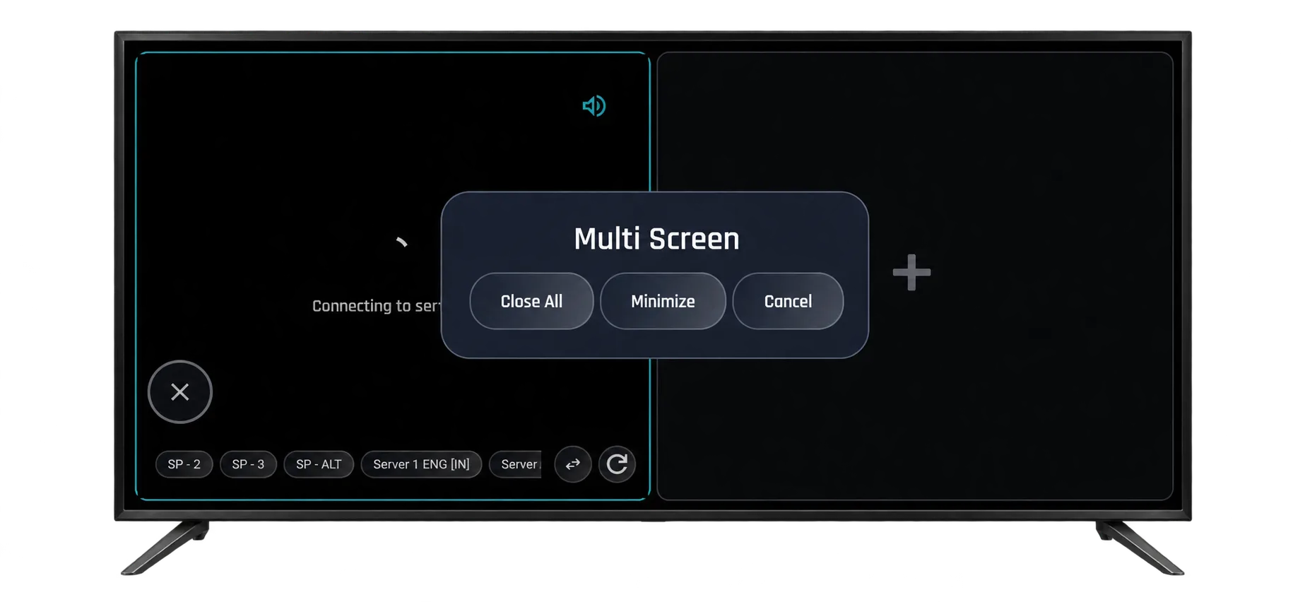 Sportzfy Multi Player displaying several sports events on a television