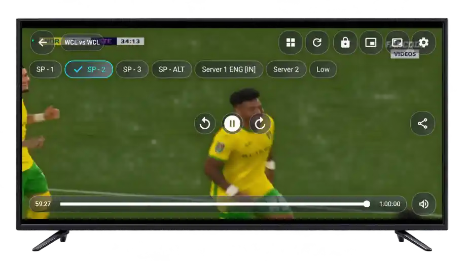 Sportzfy App running on a television screen