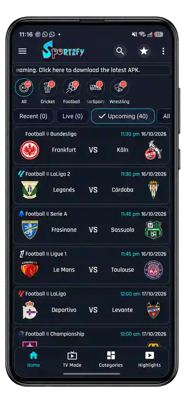Live Cricket, Football and Daily Events